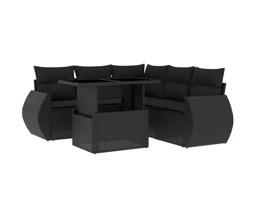 6-Daļīgs Dārza Dīvāna Komplekts, Matrači, Melna Pe Rotanpalma Vidaxl