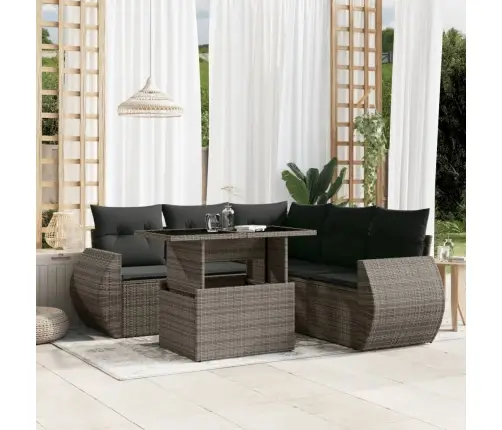 Sofos Komplektas Su Pagalvėlėmis, 6 Dalių, Pilkas, Poliratanas