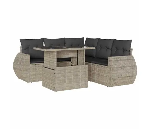 Sofos Komplektas Su Pagalvėlėmis, 6 Dalių, Pilkas, Poliratanas