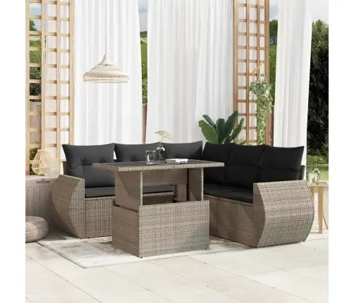 Sofos Komplektas Su Pagalvėlėmis, 6 Dalių, Pilkas, Poliratanas