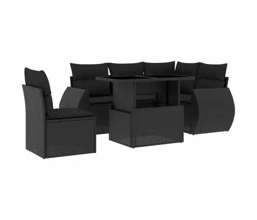 6-Daļīgs Dārza Dīvāna Komplekts, Matrači, Melna Pe Rotanpalma Vidaxl