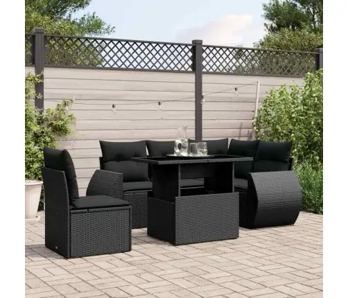 6-Daļīgs Dārza Dīvāna Komplekts, Matrači, Melna Pe Rotanpalma Vidaxl