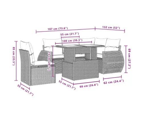 6-Osaline Aiadiivani Komplekt Patjadega, Beež, Polürotang