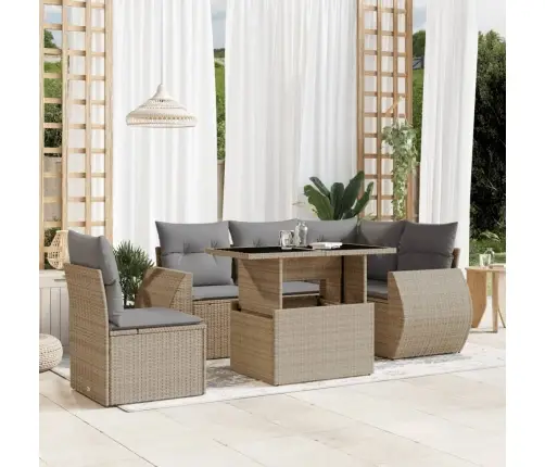 6-Osaline Aiadiivani Komplekt Patjadega, Beež, Polürotang