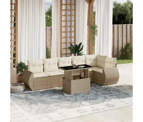 7-Osaline Aiadiivani Komplekt Patjadega, Beež, Polürotang