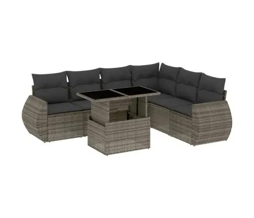 7-Daļīgs Dārza Dīvāna Komplekts, Matrači, Pelēka Pe Rotangpalma Vidaxl