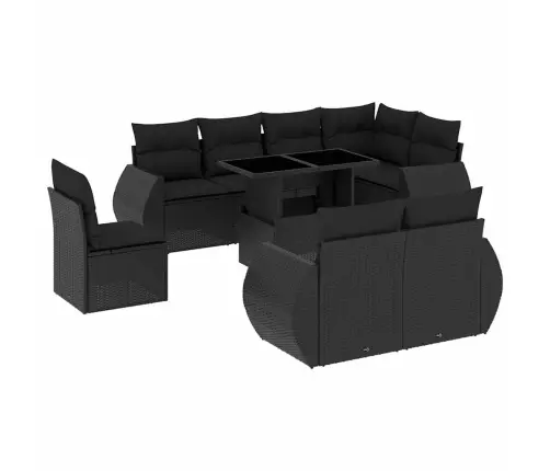 Sodo Komplektas Su Pagalvėlėmis, 9 Dalių, Juodas, Poliratanas