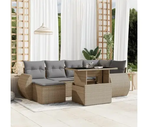 7-Osaline Aiadiivani Komplekt Patjadega, Beež, Polürotang