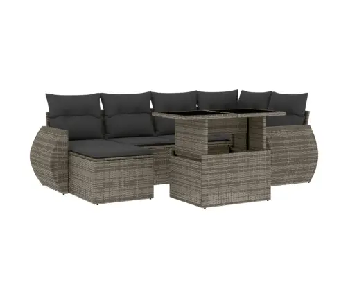 7-Daļīgs Dārza Dīvāna Komplekts, Matrači, Pelēka Pe Rotangpalma Vidaxl