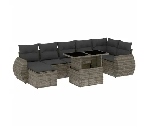 8-Daļīgs Dārza Dīvāna Komplekts Ar Matračiem, Pelēks Pe Pinums Vidaxl