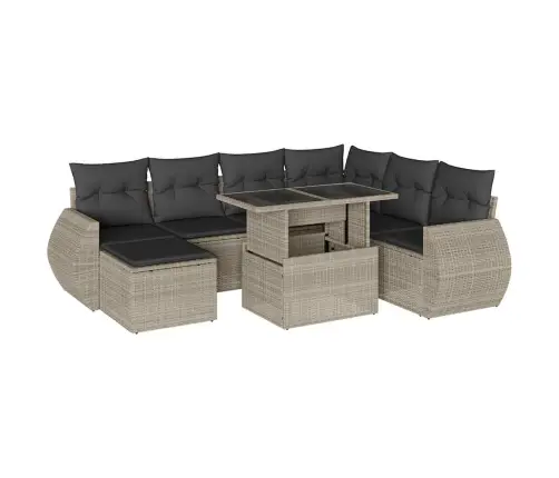 8-Daļīgs Dārza Dīvāna Komplekts,Matrači, Gaiši Pelēka Pe Pinums Vidaxl