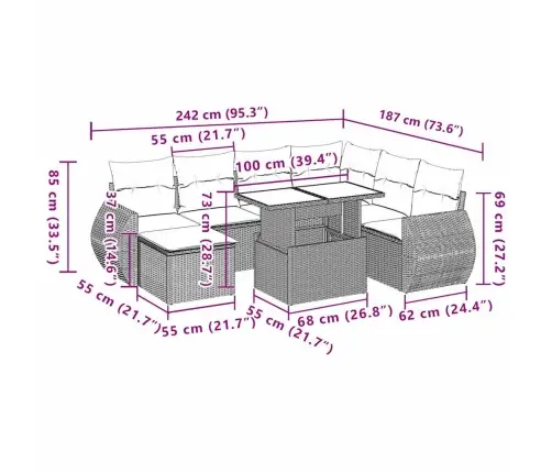 8-Daļīgs Dārza Dīvāna Komplekts,Matrači, Gaiši Pelēka Pe Pinums Vidaxl