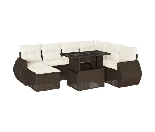 8-Daļīgs Dārza Dīvānu Komplekts, Matrači, Brūna Pe Rotangpalma Vidaxl