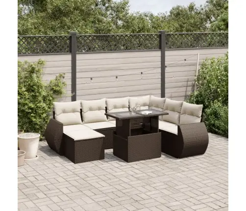 8-Daļīgs Dārza Dīvānu Komplekts, Matrači, Brūna Pe Rotangpalma Vidaxl