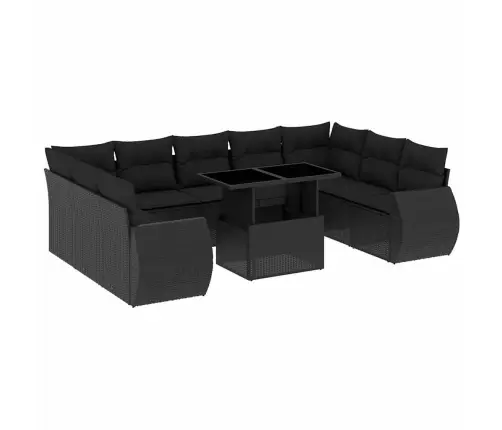 10-Daļīgs Dārza Dīvāna Komplekts, Matrači, Melna Pe Rotangpalma Vidaxl