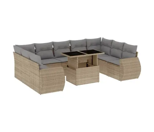 10-Osaline Aiadiivani Komplekt Patjadega, Beež, Polürotang