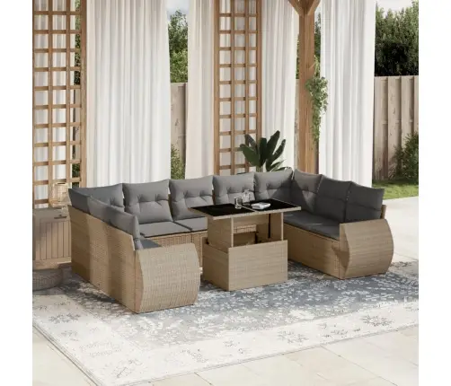 10-Osaline Aiadiivani Komplekt Patjadega, Beež, Polürotang