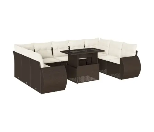 Sodo Komplektas Su Pagalvėlėmis, 10 Dalių, Rudas, Poliratanas