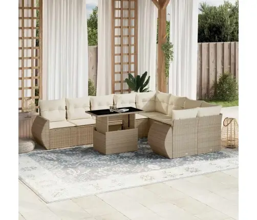 10-Osaline Aiadiivani Komplekt Patjadega, Beež, Polürotang