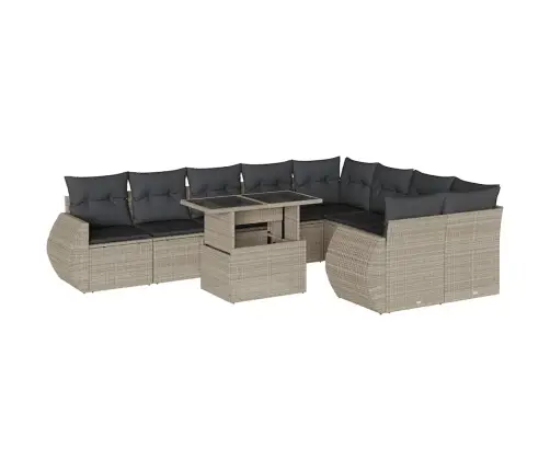 Sodo Komplektas Su Pagalvėlėmis, 10 Dalių, Pilkas, Poliratanas