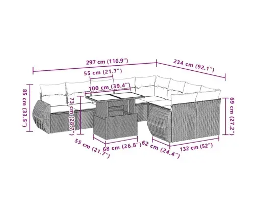 Sodo Komplektas Su Pagalvėlėmis, 10 Dalių, Pilkas, Poliratanas