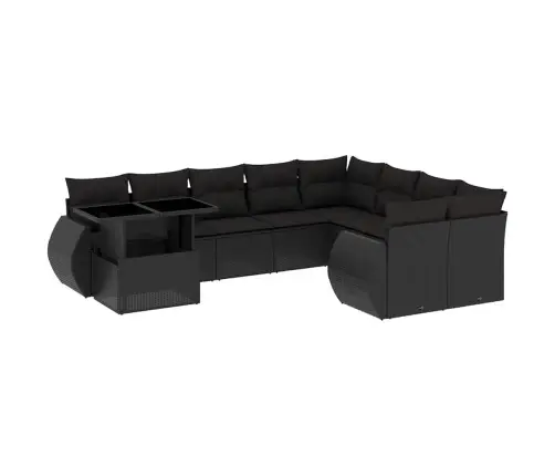 10-Daļīgs Dārza Dīvāna Komplekts, Matrači, Melna Pe Rotangpalma Vidaxl