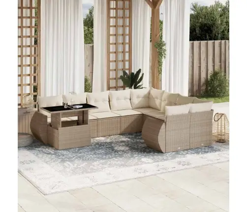 10-Osaline Aiadiivani Komplekt Patjadega, Beež, Polürotang