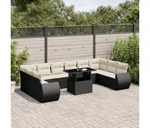 Sodo Komplektas Su Pagalvėlėmis, 11 Dalių, Juodas, Poliratanas