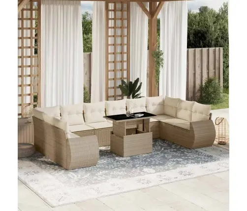 11-Osaline Aiadiivani Komplekt Patjadega, Beež, Polürotang