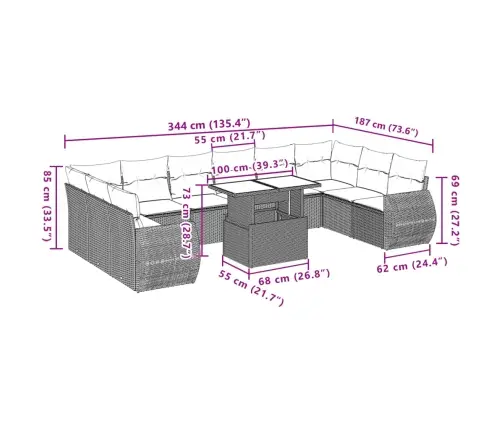 Sodo Komplektas Su Pagalvėlėmis, 11 Dalių, Pilkas, Poliratanas