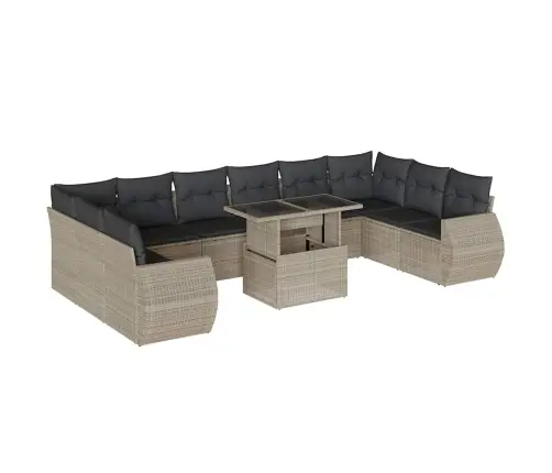 Sodo Komplektas Su Pagalvėlėmis, 11 Dalių, Pilkas, Poliratanas