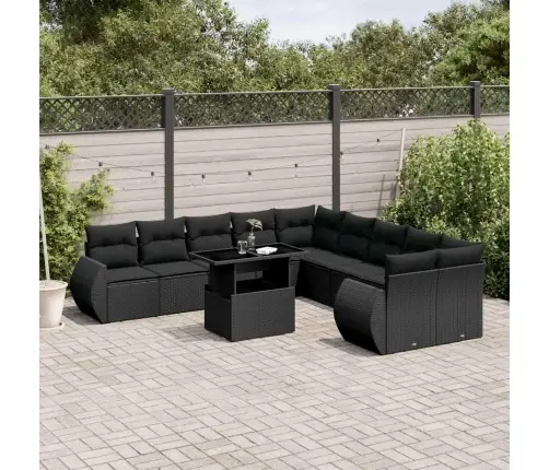 Sodo Komplektas Su Pagalvėlėmis, 11 Dalių, Juodas, Poliratanas