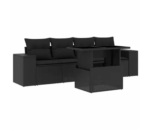 5-Daļīgs Dārza Dīvāna Komplekts Ar Matračiem, Pe Rotangpalma Vidaxl