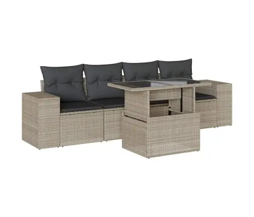 Sofos Komplektas Su Pagalvėlėmis, 5 Dalių, Pilkas, Poliratanas