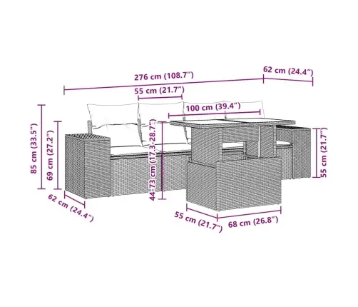 Sofos Komplektas Su Pagalvėlėmis, 5 Dalių, Pilkas, Poliratanas