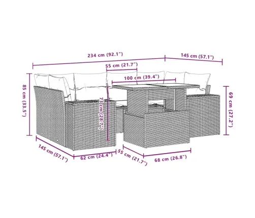 7-Daļīgs Dārza Dīvāna Komplekts Ar Matračiem, Melna Pe Vidaxl