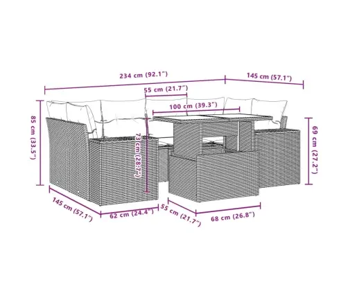 7-Daļīgs Dārza Dīvāna Komplekts Ar Matračiem, Melna Pe Vidaxl