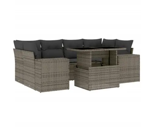 7-Daļīgs Dārza Dīvāna Komplekts, Matrači, Pelēka Pe Rotangpalma Vidaxl