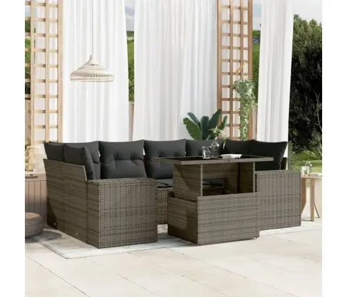 7-Daļīgs Dārza Dīvāna Komplekts, Matrači, Pelēka Pe Rotangpalma Vidaxl