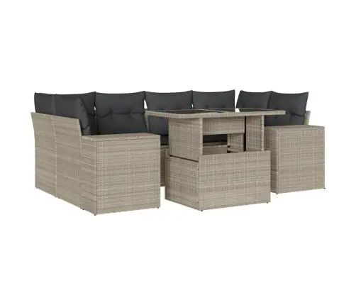 Sofos Komplektas Su Pagalvėlėmis, 7 Dalių, Pilkas, Poliratanas