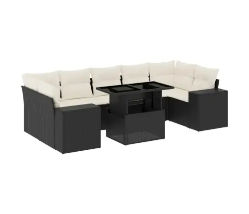 8-Daļīgs Dārza Dīvāna Komplekts, Matrači, Melna Pe Rotangpalma Vidaxl