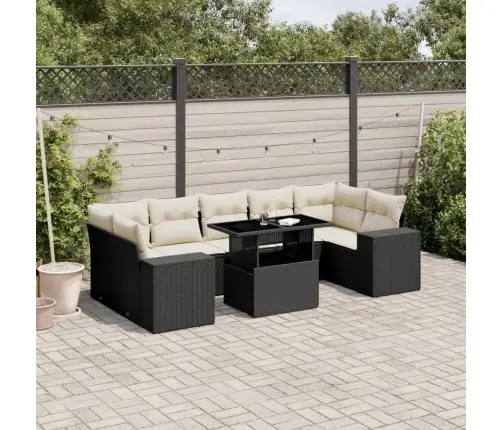 8-Daļīgs Dārza Dīvāna Komplekts, Matrači, Melna Pe Rotangpalma Vidaxl