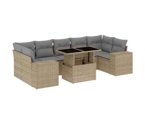 8-Osaline Aiadiivani Komplekt Patjadega, Beež, Polürotang