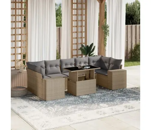 8-Osaline Aiadiivani Komplekt Patjadega, Beež, Polürotang