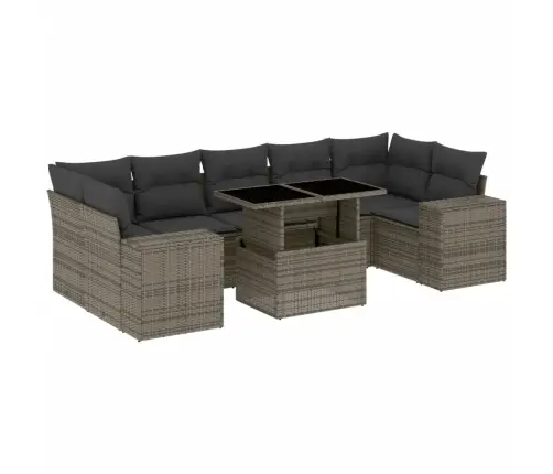 8-Daļīgs Dārza Dīvāna Komplekts Ar Matračiem, Pelēks Pe Pinums Vidaxl