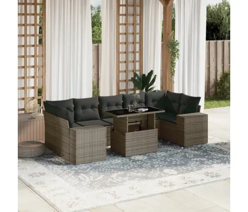 8-Daļīgs Dārza Dīvāna Komplekts Ar Matračiem, Pelēks Pe Pinums Vidaxl