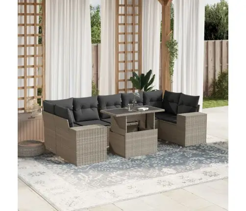 8-Daļīgs Dārza Dīvāna Komplekts,Matrači, Gaiši Pelēka Pe Pinums Vidaxl