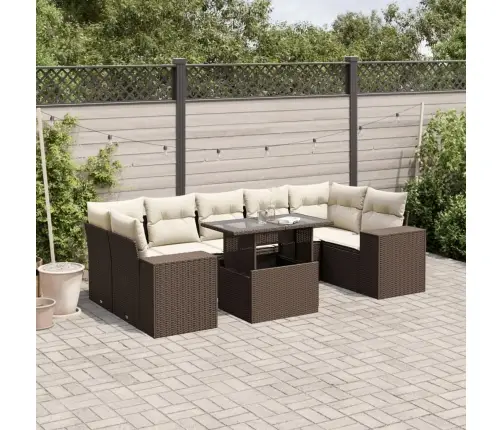 Sodo Komplektas Su Pagalvėlėmis, 8 Dalių, Rudas, Poliratanas