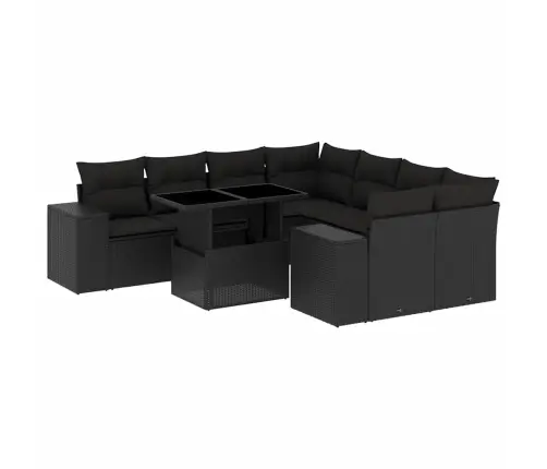 9-Osaline Aiadiivani Komplekt Patjadega, Must, Polürotang