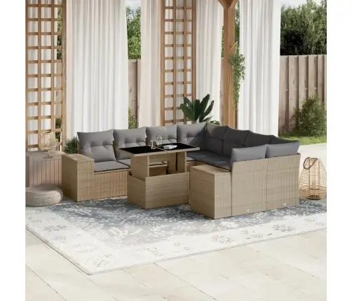 9-Osaline Aiadiivani Komplekt Patjadega, Beež, Polürotang